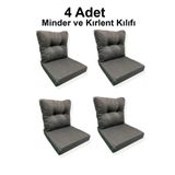 adımshops 4 Adet Bahçe Balkon Mobilyası Minderi Kılıfı antrasit(4 ADET MİNDER, 4 ADET KIRLENT Yanlızca Kılıf G