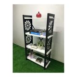 Adımshops Desenli, Lazer Kesim, Metal, 4'Lü Raf,Çiçeklik,Kitaplık, Dolap