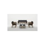 Adımshops Elmas 3+1+1 + Masa + 2Puf (Antrasit) Metal Gövde Balkon-Bahçe-Kafe,Çay Seti,Koltuk Takımı,Oturma Gru