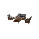 adımshops Metal Gövdeli 3+1+1+2puf+masa Rattan Bahçe Balkon Mobilyası, 7 Kişilik Bahçe Takımı