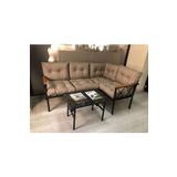 adımshops miami Köşe Koltuk Takımı , 2+2 Balkon-bahçe-çay Seti-mutfak Köşesi mermer desen 70x50cm sehpa