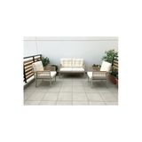 Adımshops Opal 2+1+1 (Krem) Metal Gövde Balkon-Bahçe-Kafe,Çay Seti,Koltuk Takımı,Oturma Grubu,Ofis Koltuğu