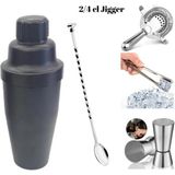 Adin Tasarım 5 Parça Kokteyl Seti Shaker 700 ml Jigger 2/4 cl Tokmaklı Bar Kaşığı Bar Süzgeci Buz Maşası
