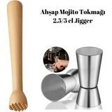 Adin Tasarım Ahşap Mojito Tokmağı 2.5/5 cl Jigger Kokteyl Ölçeği Tokmak Kokteyl Seti Bartender Koktely Seti