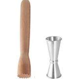 Adin Tasarım Ahşap Mojito Tokmağı + Jigger 3/6 cl Kokteyl Ölçeği Kokteyl Seti Ahşap Tokmak