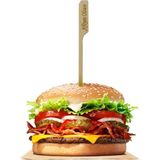 Adin Tasarım Bambu Kürdan Afiyet Olsun 50LI 20 cm Hamburger Pasta Kürdanı Süsü Bambu Çöp Şiş Yemek Kürdanı