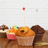 Adin Tasarım Bambu Kürdan Top Renkli 20 Adet 12 cm Muffin Cupcake Pasta Süsü Koktely Çubuğu Kürdanı Sunum Kürdan