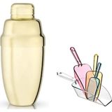 Adin Tasarım Gold Shaker 350 ml + Buz Küreği 4 Adet Metal Süzgeçli Bar Shaker Kokteyl Hazırlama Bar Küreği