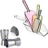Adin Tasarım Jigger 2/4 cl Kokteyl Ölçeği + Bar Küreği Buz Küreği 4 Adet Bartender Kokteyl Seti