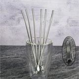 Adin Tasarım Kaşıklı Çelik Pipet 6lı + Fırça Kokteyl Karıştırıcı Kokteyl Kaşığı Bar Koktely Kaşığı 6lı