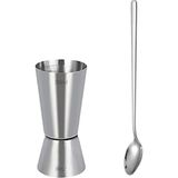 Adin Tasarım Kokteyl Seti 2li Jigger 2.5/5 cl Kokteyl Ölçeği Bar Ölçek ve Düz Kokteyl Kaşığı Karıştırıcı