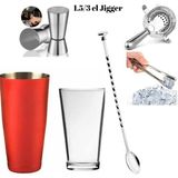 Adin Tasarım Kokteyl Seti 5 Parça Baston Shaker 750 ml Jigger 1.5/3 cl Bar Süzgeci Buz Maşası Tokmaklı Bar Kaşığı
