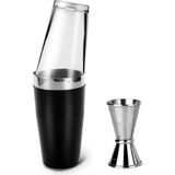 Adin Tasarım Kokteyl Yapım Seti 2li Siyah Baston Shaker 750 ml Jigger 1.5/3 cl Kokteyl Ölçeği Bartender Bar Seti