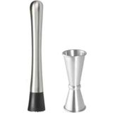 Adin Tasarım Mojito Tokmağı + Jigger 3/6 cl Kokteyl Ölçeği Kokteyl Seti Bar Tokmağı Kokteyl Tokmağı