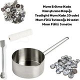 Adin Tasarım Mum Yapım Seti Mum Eritme Kabı 1000ML Parafin Karıştırma Kaşığı Tealight Mum Kabı Mum Fitil Tutacağı - Gri