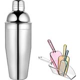 Adin Tasarım Shaker 350 ml Metal + Buz Küreği Adet Süzgeçli Bar Shaker Kokteyl Hazırlama Bar Küreği