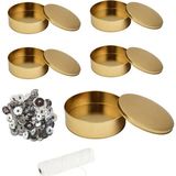 Adin Tasarım Yılbaşı Mum Yapım Seti 26 Parça Gold Renk Metal Kutu Mum Kabı Mum Fitili Tutacağı Seti Kalıbı