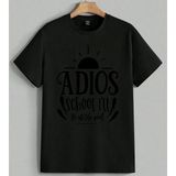 Adios Okul Yuz Havuzu Yazlik Baskılı Unisex Erkek Kadın Oversize Tişört Siyah - M