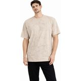 Adisia Erkek Asit Yıkama Bisiklet Yaka Kısa Kollu Oversize T-Shirt Tişört - Bej - 2XL