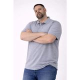 Adisia Erkek Pike Kumaş Düğmeli Yaka Battal Büyük Beden Günlük Kısa Kol Tişört T-Shirt - Gri - 2XL