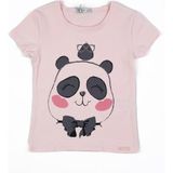 Adisia Kız Çocuk Pembe Panda ve Kuş Detaylı Yazlık Tişört - 5 - 6 Yaş