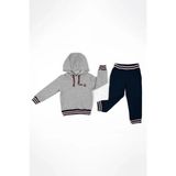 Adisia Unisex Bebek Gri Lacivert Kapüşonlu Kışlık Eşofman Takımı - 9 - 12 Ay - Gri - Lacivert