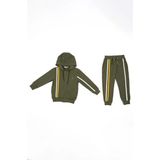 Adisia Unisex Bebek Yeşil Sarı Beyaz Çizgili Kapüşonlu Mevsimlik Eşofman Takımı - 9 - 12 Ay