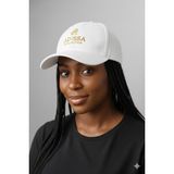 adissa collection Luxury Beyaz Cap - Süet Dokulu 16/12 Gabardin Unisex Şapka | Altın Nakışlı Premium Beyaz Spor Şapka - Standart