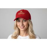 adissa collection Luxury Kırmızı Cap - Süet Dokulu 16/12 Gabardin Unisex Şapka | Altın Nakışlı Canlı Kırmızı Spor Şapka - Standart