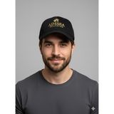 adissa collection Luxury Süet Görünümlü 16/12 Gabardin Unisex Şapka - Altın Nakışlı Siyah Cap | Günlük & Spor - Standart - 000-Siyah