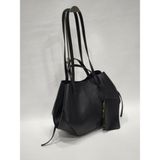 adissa collection Minimalist Shopper - Büyük Hacimli Kol ve Omuz Çantası | Ekstra Pouch (Cüzdan) Hediyeli - Siyah - standart