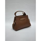 adissa collection Monokrom Boxy - Sert Duruşlu Mini El ve Omuz Çantası | Ofis Stili Tek Renkli - Taba - Kahverengi - standart