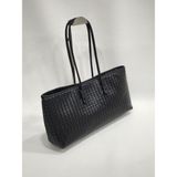 adissa collection Örgü Maxi - Dokuma Desenli Büyük Omuz Çantası | Ipli Askılı Shopper Tote - standart - Siyah