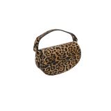 Adissa Collection Prizma Modern Baget Omuz Çantası, 20x13 cm, Süet Görünümlü, Altın Metal Detaylı, Minimalist Tasarım (leopar)