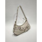 adissa collection Rocker - Tokalı Metal Halkalı Baget Çanta | Gümüş Aksesuarlı Punk Hobo - standart - Krem