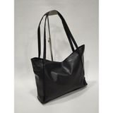 adissa collection Soft Maxi - Yumuşak Deri Görünümlü Büyük Omuz Çantası | Dökümlü Shopper Tote - standart - Siyah