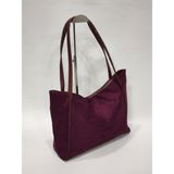 adissa collection Soft Maxi - Yumuşak Süet Görünümlü Büyük Omuz Çantası | Dökümlü Shopper Tote Bordo - standart