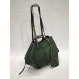 adissa collection Süet Shopper - Yumuşak Süet Görünümlü Büyük Tote Çanta | Ek Cüzdanlı Maxi Boy - Yeşil - standart