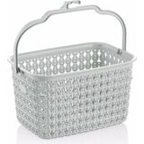 Adissa Örgü Desenli Beyaz Plastik Mandal Sepeti Kolay Taşınabilir 13x15x22 cm