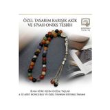 Adiyak Akik Taşı Erkek Tesbih Özel Tasarım Sistemli İmame Kamçılı