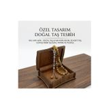Adiyak Hakiki Bal Sarısı Akik Taşı Erkek Tesbih 33Lü Küre Kesim Özel Tasarım Kutulu