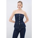adL Düğme Detaylı Denim Bluz