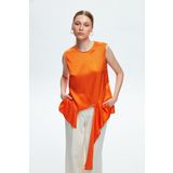 adL Kadın 11542639000 Kolsuz Asimetrik Puantiyeli Bluz, Oranj, L