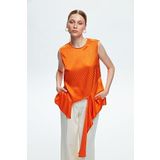 adL Kadın 11542639000 Kolsuz Asimetrik Puantiyeli Bluz, Oranj, XS