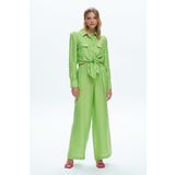 adL Kadın 15341046002 Sherly Beli Lastikli Bol Paça Pantolon, Neon Yeşil, 34
