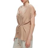 adL Kadın V Yaka Bağlamalı Bluz, Camel, XS