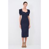 adL Kısa Kollu Midi Elbise - XS - Lacivert