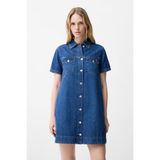adL Lacivert Cepli Denim Elbise