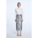 adL Mert Aslan Payetli Midi Etek Silver 12744090000 - XS