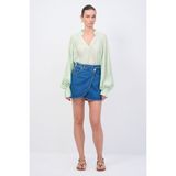 adL Moda Tutkusu Asimetrik Mini Denim Etek - Lacivert - 38